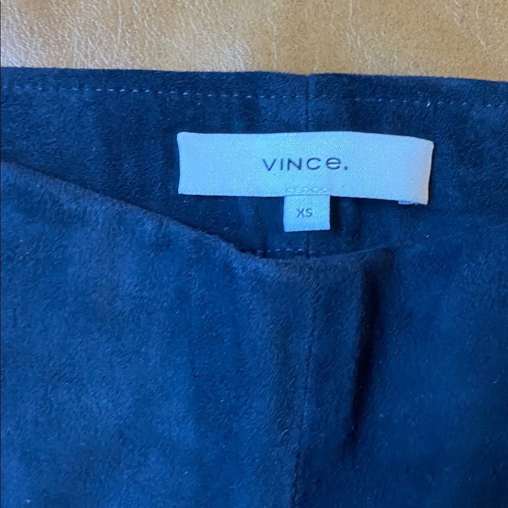 Vince 100% Suede Split Hem Crop Cigarette Pants Navy Holly Go Lightly NWOT - Picture 7 of 10